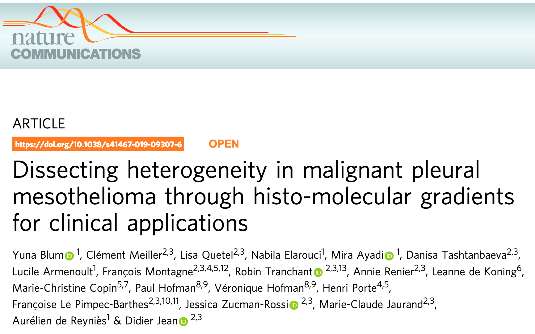 New Publication in Nature from Didier Jean group - Functional genomics of solid - FunGeST